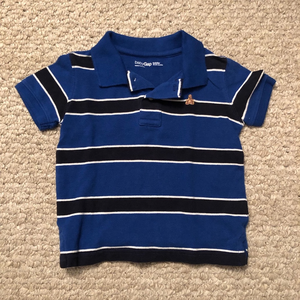 ❤️ 4/$20 GAP Blue & Black Short-Sleeve Polo Shirt